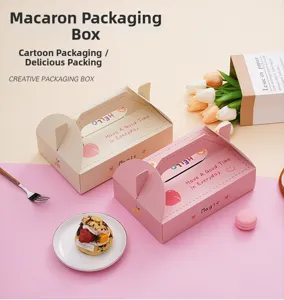 Boîte d'emballage de macaron boîte en papier de pâtisserie portable pour biscuits gâteaux.