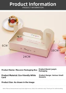 Boîte d'emballage macaron boîte cadeau en papier portable pour petits desserts 24x16x6cm