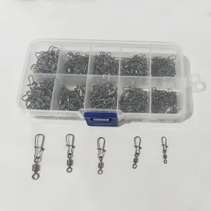Fishing snap swivel set 210pcs luring connector rolling swivel tackle accessories