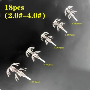 18 Stk. Edelstahl Tintenfisch Haken Set 12-Klauen Schirm Angelzubehör Gr. 2.0-4.0