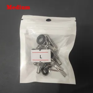 Detail shot of fishing rod guide rings, stainless steel wire loop with ceramic insert, size L