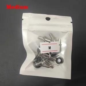 Fishing rod guide ring replacement set, detail view showing metal rings and size tag