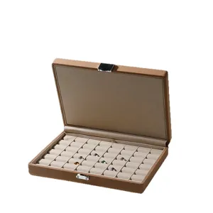 Braune Samt Ring Aufbewahrungsbox Edler Schmuck Organizer fuer Ohrringe und Ringe