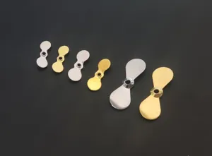 Fishing lure propeller blades set, silver and gold metal spin blades for DIY fly fishing hooks.