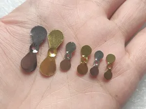 Metal spinner blades for fishing lure DIY, assorted sizes in gold and silver colors.