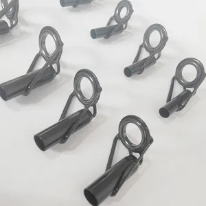 Zwarte vishengeltopring geleideogen set, duurzame metalen ringen voor zeevishengels.