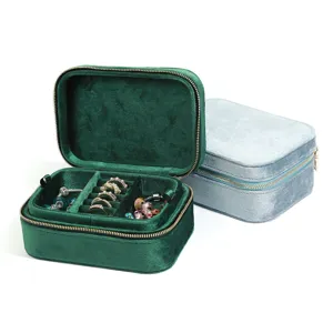 Tragbare Samt Schmuckschatulle mit Reissverschluss fur Ringe und kleine Accessoires Etui.