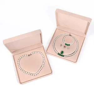 Rosa Samt Schmuckschatulle Set für Perlenketten, elegante Display Verpackung.