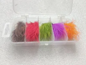 Colorful simulated grass fishing hooks luer bait set packaged in a clear storage box
