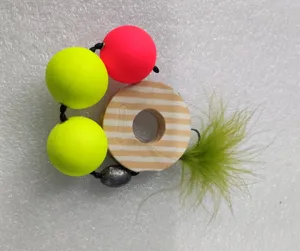 Simulation grass carp fishing lure set colorful floating balls and feather hooks for angling