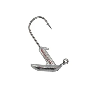 Stand-up jig head fishing hook for soft lures, anti-snag bottom bouncing lead fishing tackle.