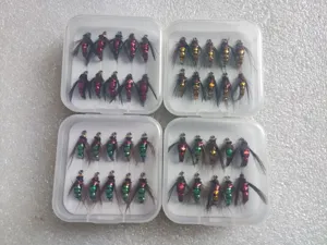 Set de moscas de pesca artificiales con 4 cajas, anzuelos de insectos coloridos para micro pesca.