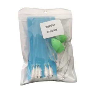 Set de anzuelos y señuelos de pesca micro con camarón de seda de hielo y tabla de espuma.