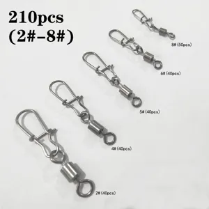 210pcs fishing swivel snap set assortment rolling swivels stainless steel tackle accessories