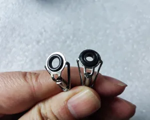 Stainless steel fishing rod guide ring top ceramic loop detail view for DIY fishing tackle repair.