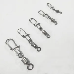 Fishing swivel with enhanced snap connector set, stainless steel rolling tackle accessories.