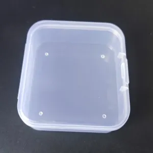 Clear plastic storage box with lid, portable mini organizer for small fishing lures and tiny items.
