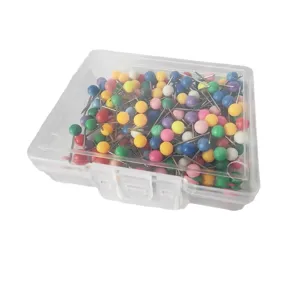 Chinchetas de colores en caja de plástico transparente para oficina y casa 200pcs
