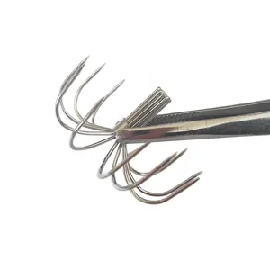Edelstahl 12-Krappen Tintenfisch Haken widerhakenlos Regenschirm Angelhaken Meeresangeln.