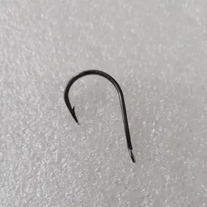 Schwarzer Angelhaken einzelner Widerhaken scharfes Metall Angelzubehör für Angler im Freien