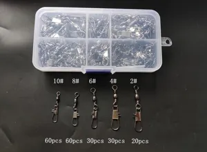 Set de 200 esmerillones de pesca con imperdible en varias tallas y caja transparente.