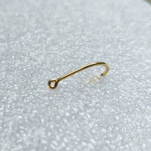 Gold fishing hook with ring and barb, durable steel saltwater freshwater tackle 1pc