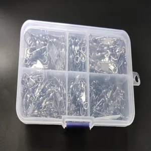 Set de 200 esmerillones y imperdibles de pesca en caja de plástico, accesorios versátiles.