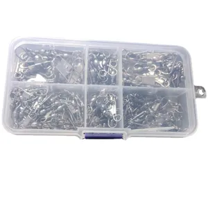 Set de esmerillones y mosquetones de pesca en caja de almacenamiento de 6 compartimentos