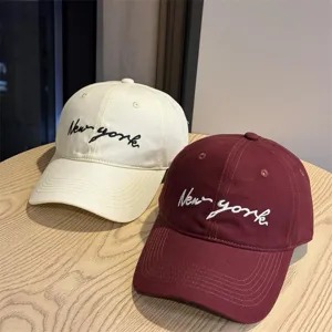 Women Cotton Baseball Cap Letter Embroidered Adjustable Sun Protection Casual Sports Hat