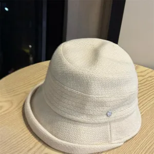 Casual women solid color bucket hat simple pleated design outdoor spring summer sun protection