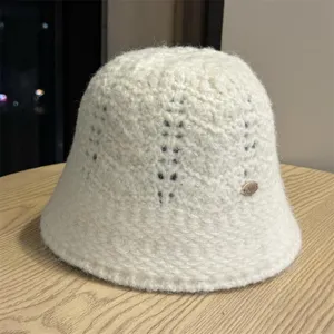 Knit bucket hat winter warm breathable casual stylish solid color fashion accessory outdoorwear