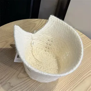 Knit bucket hat women winter warm hat stylish casual fashion knitted solid color winter hat cute design