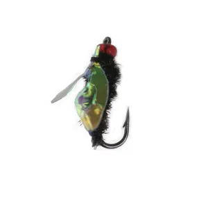 Señuelo de pesca con mosca biónico con cuchilla holográfica y alas para trucha y lubina