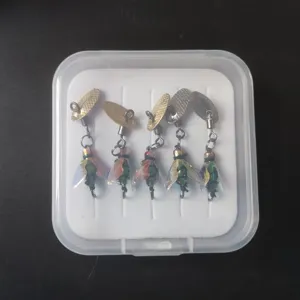 Boxed fishing lures 5-pack micro spinner bait set fly fishing hooks with storage box