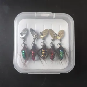 5pcs Boxed Fishing Lure Spinner Fly Hooks Set Micro Bait with Storage Box for Anglers