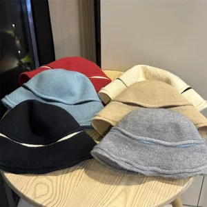 Sombrero de pescador de punto mujer invierno cálido gorro casual elegante moda