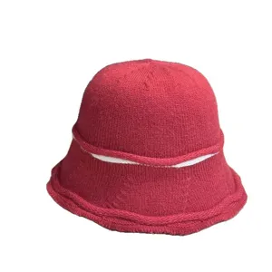 Sombrero de pescador de punto cálido de invierno para mujer casual color sólido moda