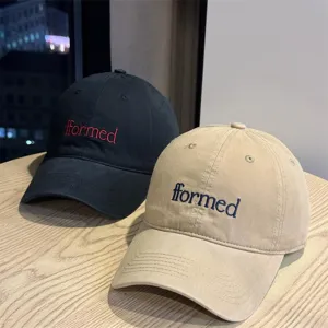 American streetwear letter embroidered baseball cap, unisex casual fashion curved brim hat.