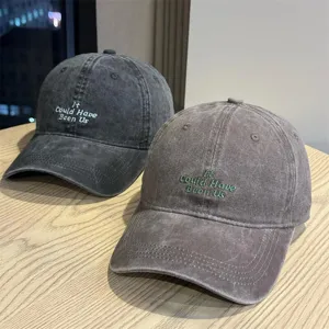Koreanische minimalistische gewaschene Baseballkappe mit gesticktem Schriftzug Freizeit Unisex