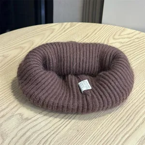 Scaldacollo in maglia marrone soffice sciarpa tubolare invernale collo a coste elegante