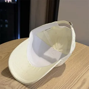 Women's sun baseball cap interior detail view, showcasing quality stitching and adjustable strap.