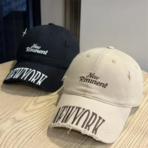 Unisex Vintage Washed Distressed Baseball Cap Cotton Letter Embroidered Adjustable Dad Hat Casual Streetwear Cap