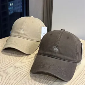 Japanese style casual washed cotton baseball cap with custom embroidery for men and women