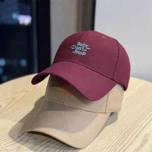 Unisex Retro Cotton Embroidered Letter Baby Don't Stop Baseball Cap Adjustable Large Head Circumference Casual Sun Hat