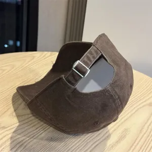 Brown baseball cap adjustable metal buckle back detail view casual fashion accessory