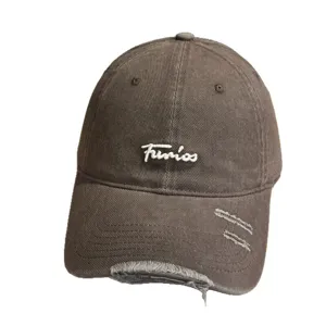 Vintage Washed Distressed Baseball Cap for Women and Men Soft Top Cotton Dad Hat with Embroidery