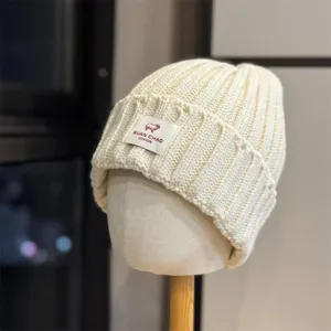 Korean style knitted beanie wool hat warm winter cap beige soft unisex casual fashion wear