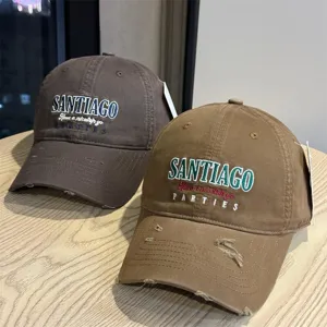 Distressed vintage washed embroidery baseball cap, casual couple stylish duck tongue hat.