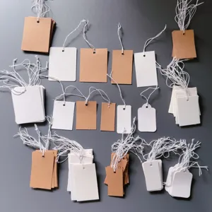 Blank Kraft Paper Hang Tags With Elastic String DIY Copperplate Price Labels For Gift Packing Clothing Marking Craft