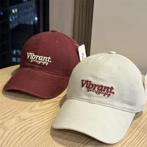 Women's Baseball Cap Cotton Letter Embroidery Soft Top Wide Brim Sun Protection Casual Fashion Hat For Daily Wear